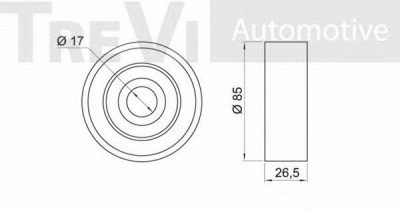 TREVI AUTOMOTIVE ta1413 -  Паразитный / ведущий ролик, поликлиновой ремень